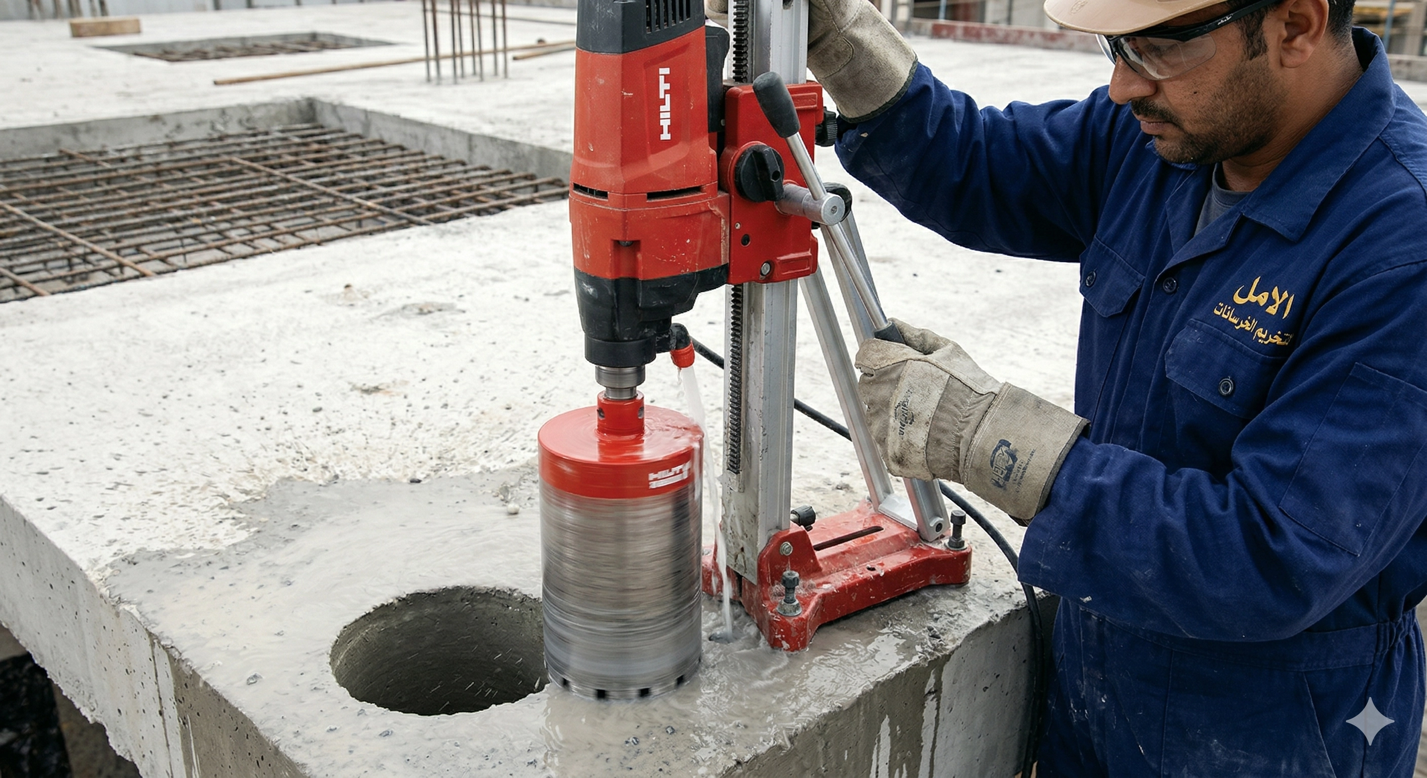 تخريم خرسانة بمعدات الكور للفيلا