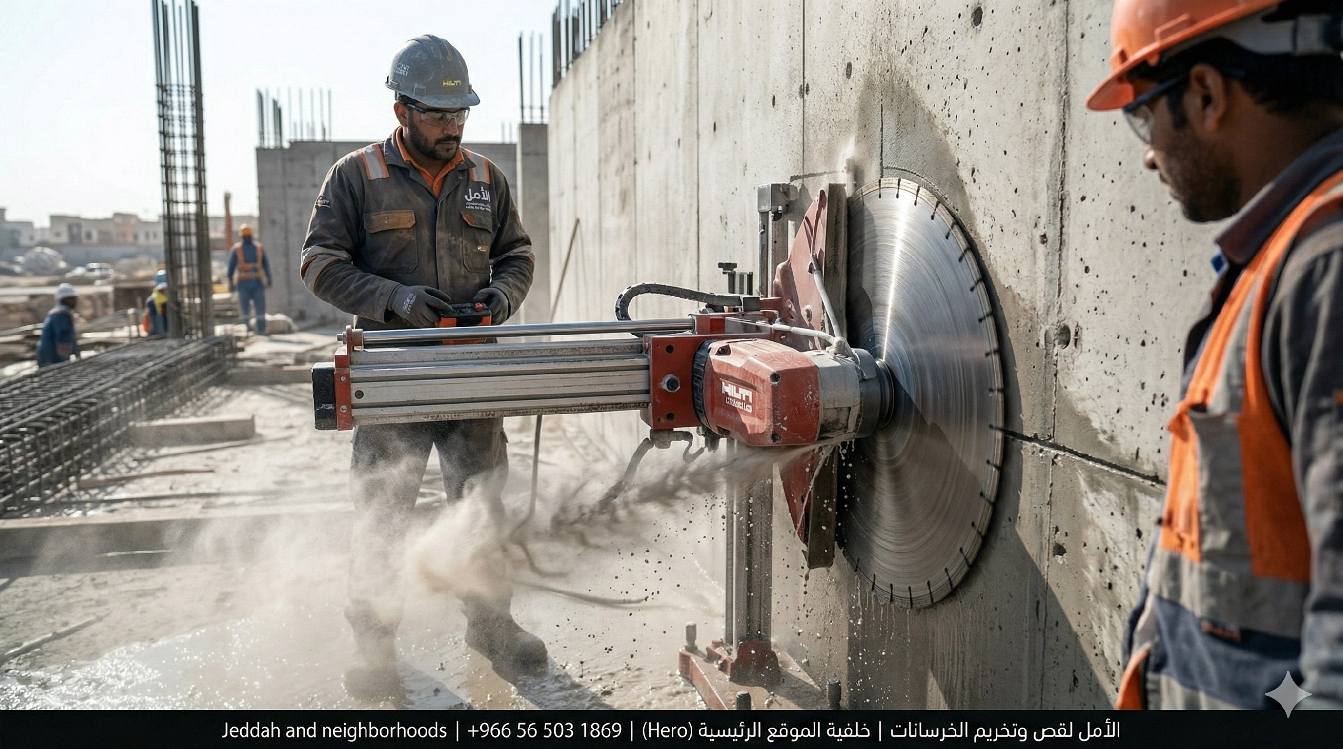 قص جدران وأعمدة خرسانية في المول